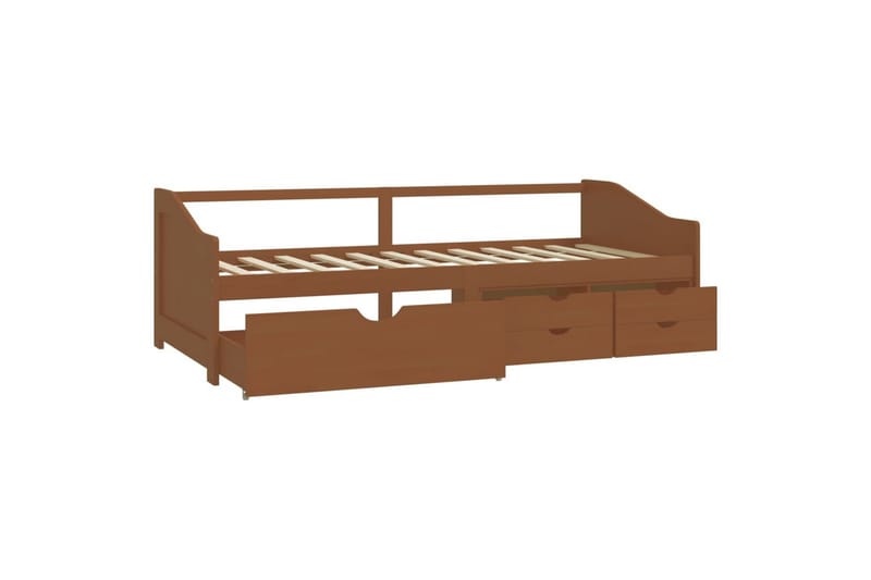 3-personers daybed skuffer 90x200cm massivt fyrretræ gyldenb - Brun - Møbler - Sofaer - Daybed