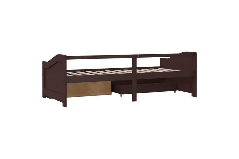 3-personers daybed skuffer 90x200 cm massivt fyrretræ mørkeb - Brun - Daybed