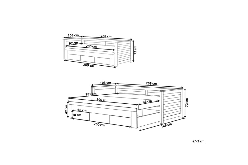 Cahors Daybed 90 | 200 cm - Grå - Daybed