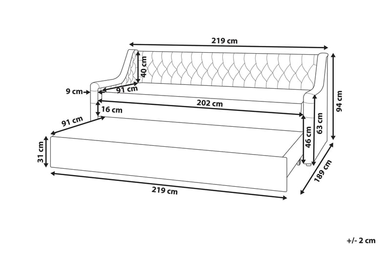 Daybed 90 x 200 cm Velour grå MONTARGIS - Grå - Daybed