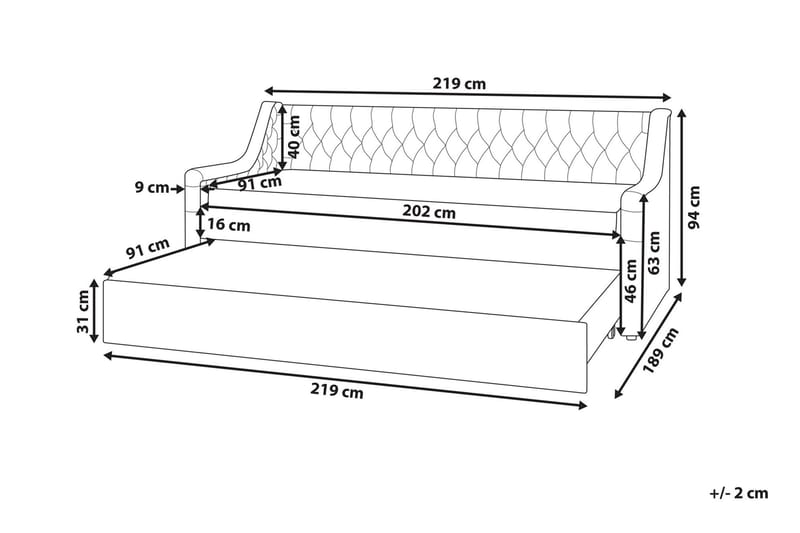 Daybed 90 x 200 cm Velour grå MONTARGIS - Grå - Møbler - Sofaer - Daybed