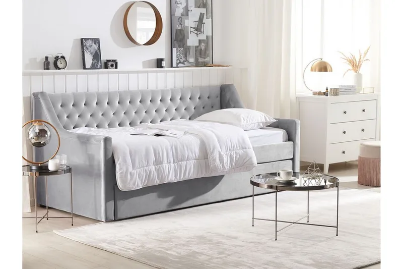 Daybed 90 x 200 cm Velour grå MONTARGIS - Grå - Møbler - Sofaer - Daybed