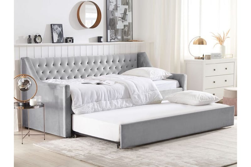 Daybed 90 x 200 cm Velour grå MONTARGIS - Grå - Møbler - Sofaer - Daybed
