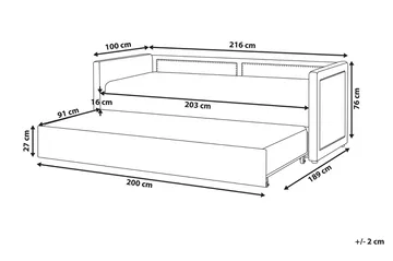 Daybed 90 x 200 cm velour lyserød MIMIZAN - Lyserød - Møbler - Sofaer - Daybed