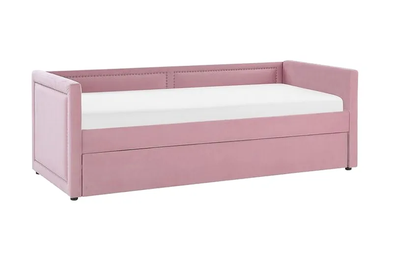 Daybed 90 x 200 cm velour lyserød MIMIZAN, Lyserød