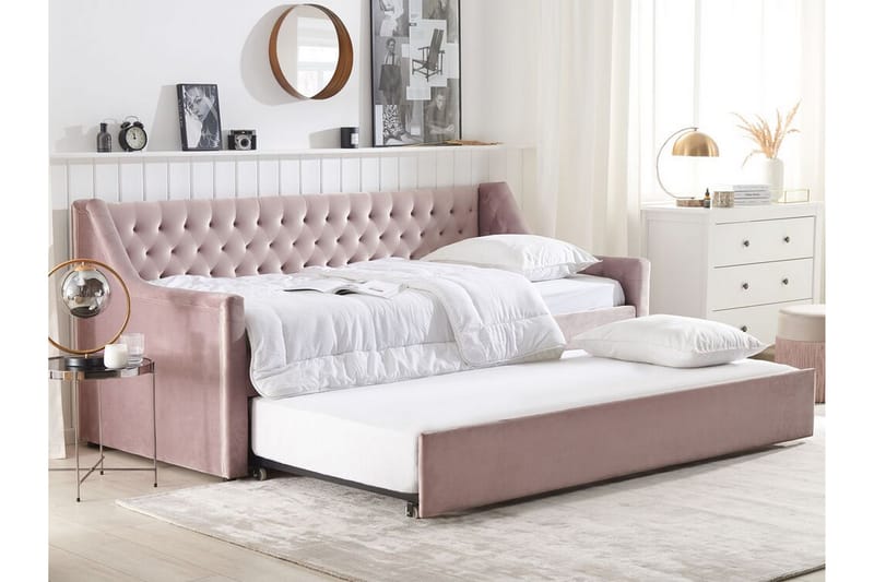 Daybed 90 x 200 cm Velour lyserød MONTARGIS - Lyserød - Daybed