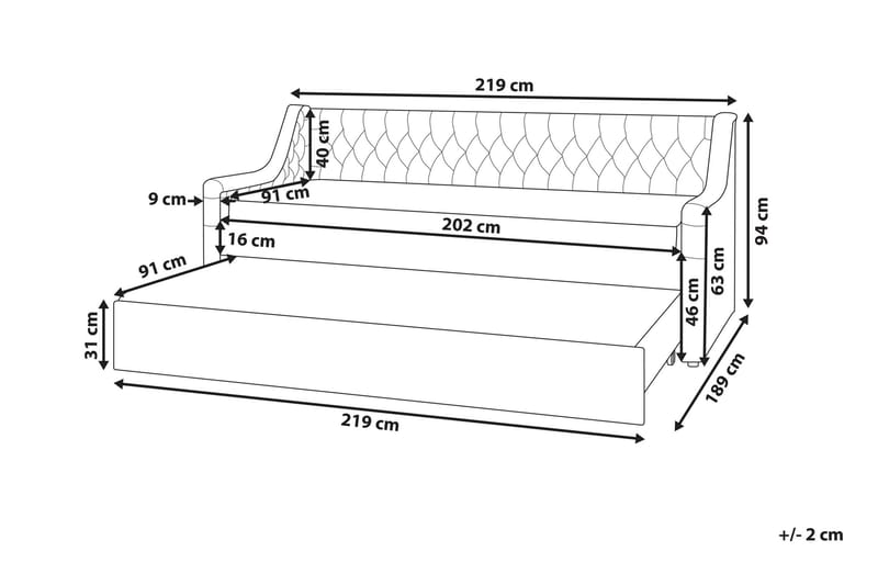 Daybed 90 x 200 cm Velour lyserød MONTARGIS - Lyserød - Daybed