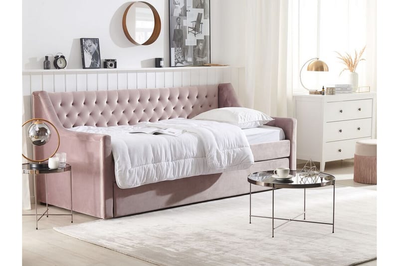 Daybed 90 x 200 cm Velour lyserød MONTARGIS - Lyserød - Daybed