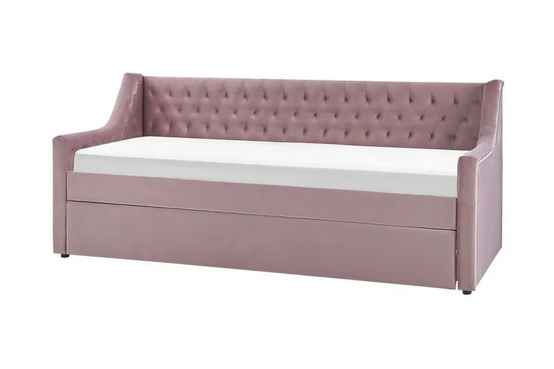 Daybed 90 x 200 cm Velour lyserød MONTARGIS - Lyserød - Møbler - Sofaer - Daybed
