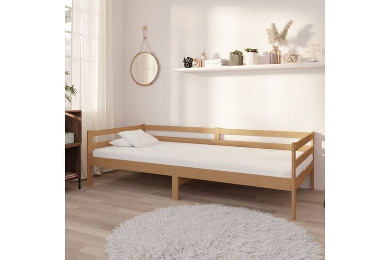 daybed 90x200 cm massivt fyrretræ gyldenbrun - Brun - Daybed