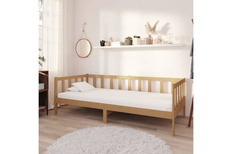 daybed 90x200 cm massivt fyrretræ gyldenbrun - Brun - Daybed