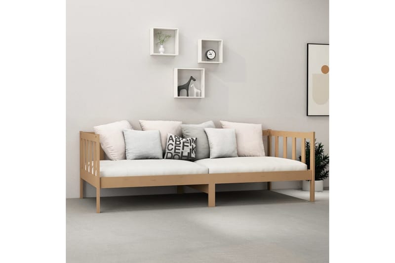 daybed 90x200 cm massivt fyrretræ gyldenbrun - Brun - Daybed