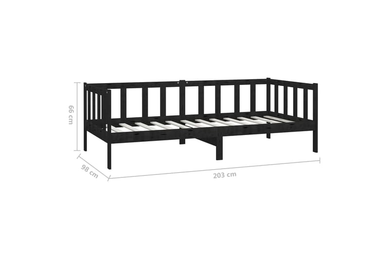 daybed 90x200 cm massivt fyrretræ sort - Sort - Daybed