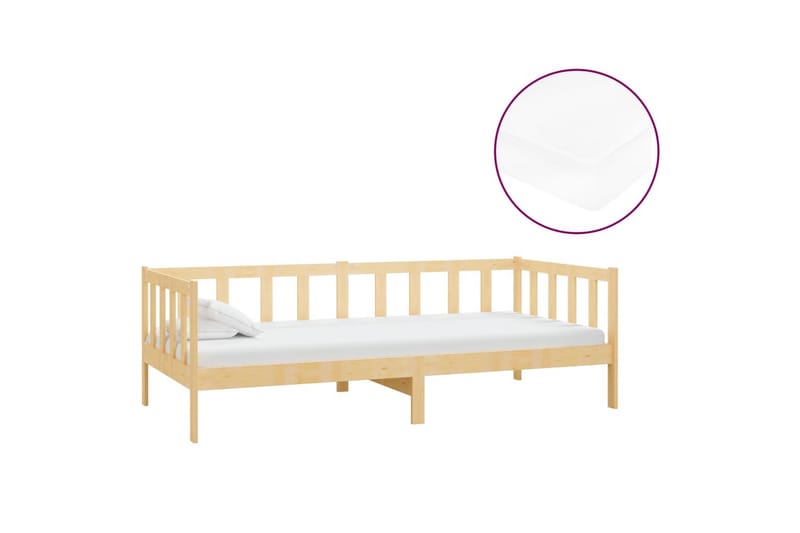 daybed med madras 90x200 cm massivt fyrretræ - Brun - Daybed