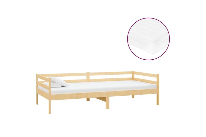 daybed med madras 90x200 cm massivt fyrretræ - Brun - Daybed