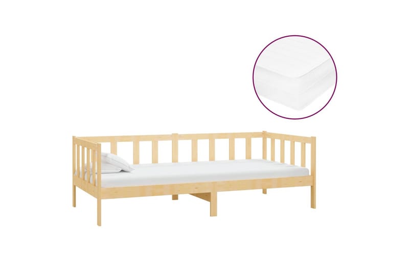 daybed med madras 90x200 cm massivt fyrretræ - Brun - Møbler - Sofaer - Daybed