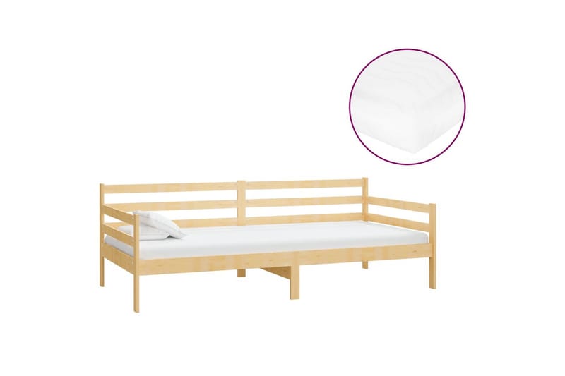 daybed med madras 90x200 cm massivt fyrretræ - Brun - Daybed