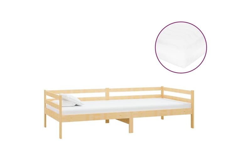 daybed med madras 90x200 cm massivt fyrretræ - Brun - Daybed