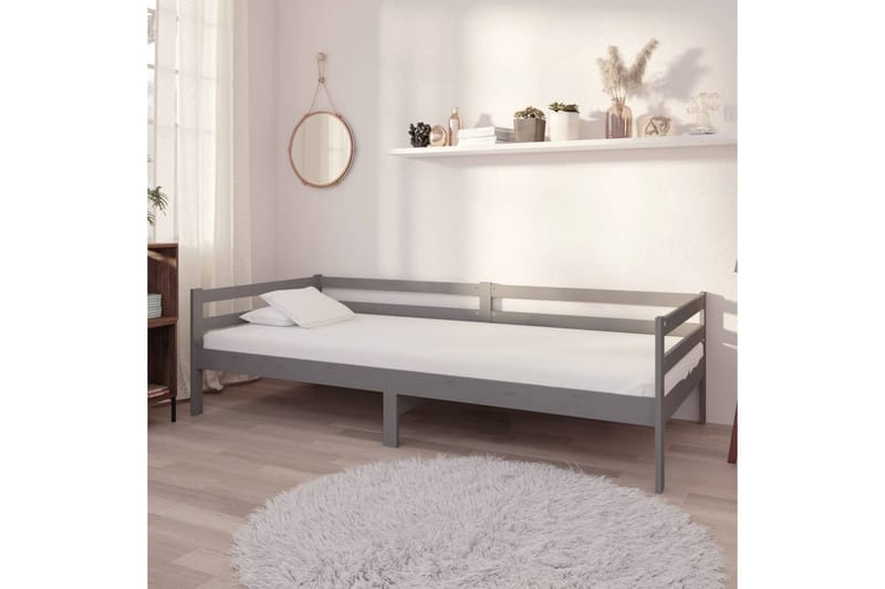 daybed med madras 90x200 cm massivt fyrretræ grå - Grå - Daybed