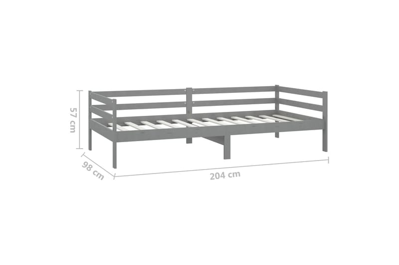 daybed med madras 90x200 cm massivt fyrretræ grå - Grå - Daybed