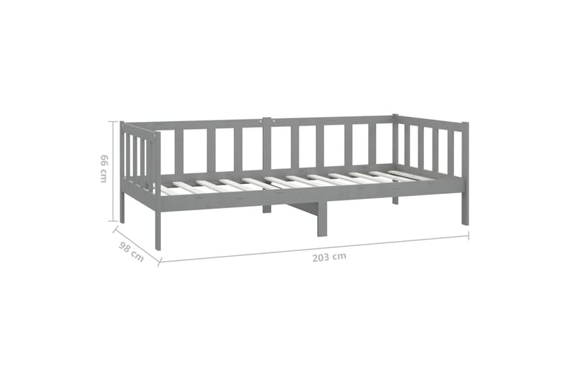 daybed med madras 90x200 cm massivt fyrretræ grå - Grå - Daybed