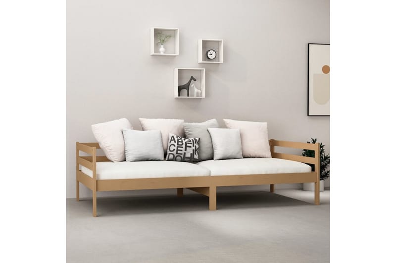 daybed med madras 90x200 cm massivt fyrretræ honningbrun - Brun - Daybed