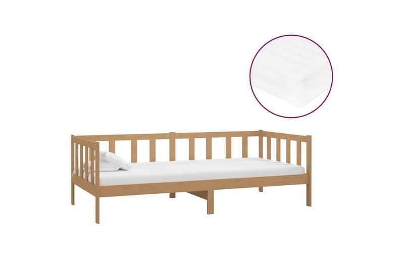 daybed med madras 90x200 cm massivt fyrretræ honningbrun - Brun - Møbler - Sofaer - Daybed