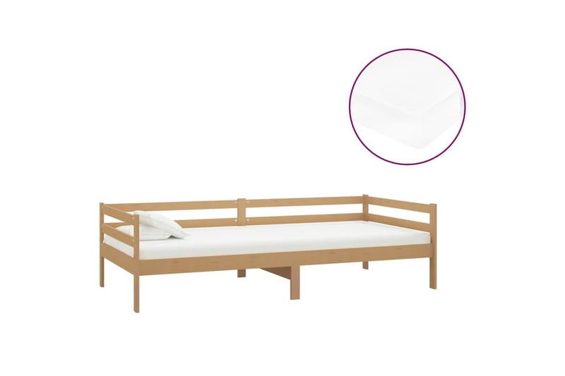 daybed med madras 90x200 cm massivt fyrretræ honningbrun - Brun - Daybed