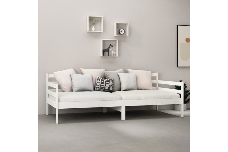 daybed med madras 90x200 cm massivt fyrretræ hvid - Hvid - Daybed