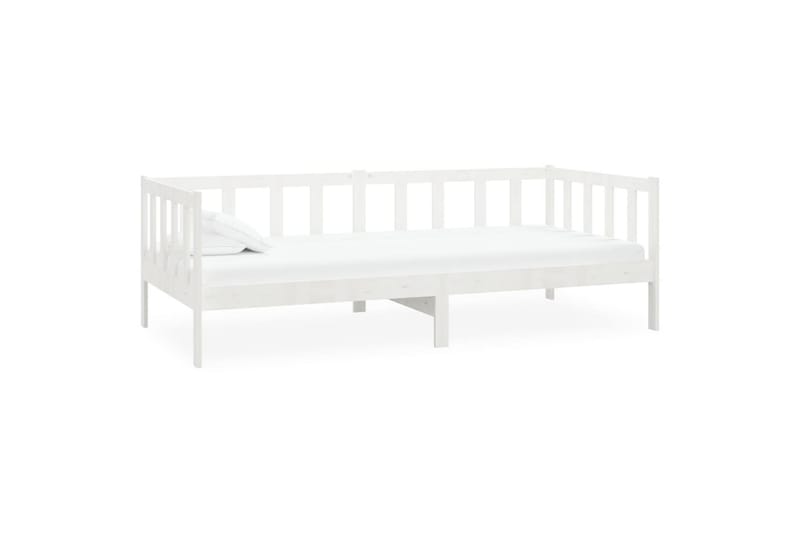 daybed med madras 90x200 cm massivt fyrretræ hvid - Hvid - Daybed