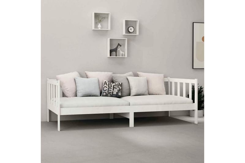 daybed med madras 90x200 cm massivt fyrretræ hvid - Hvid - Daybed