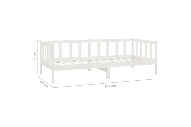 daybed med madras 90x200 cm massivt fyrretræ hvid - Hvid - Daybed