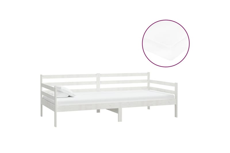 daybed med madras 90x200 cm massivt fyrretræ hvid - Hvid - Daybed