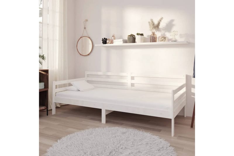 daybed med madras 90x200 cm massivt fyrretræ hvid - Hvid - Daybed