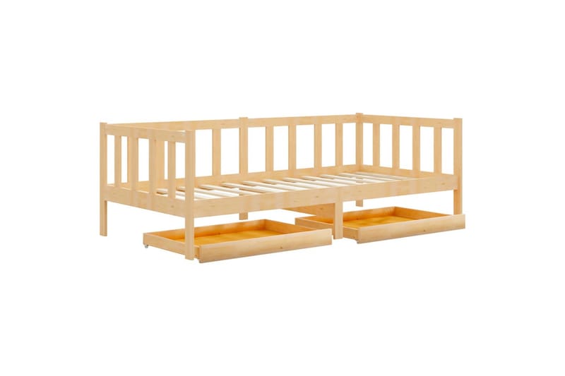 daybed med skuffer 90x200 cm massivt fyrretræ - Brun - Daybed