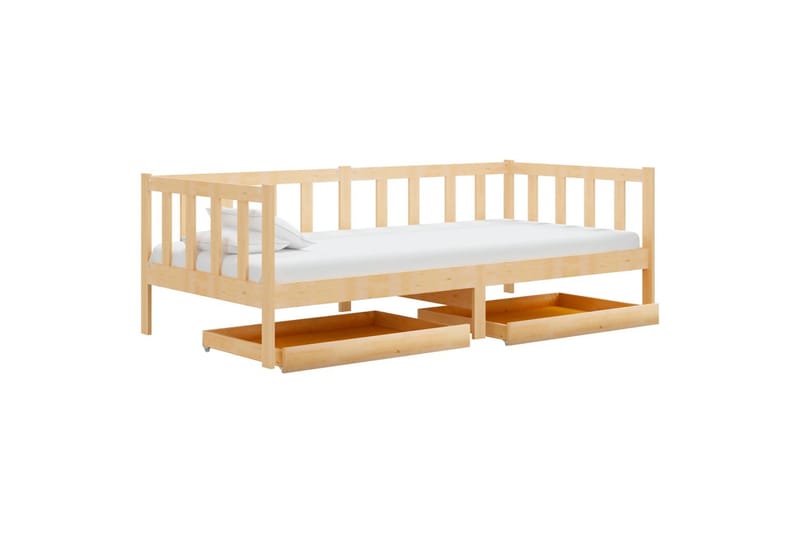 daybed med skuffer 90x200 cm massivt fyrretræ - Brun - Daybed