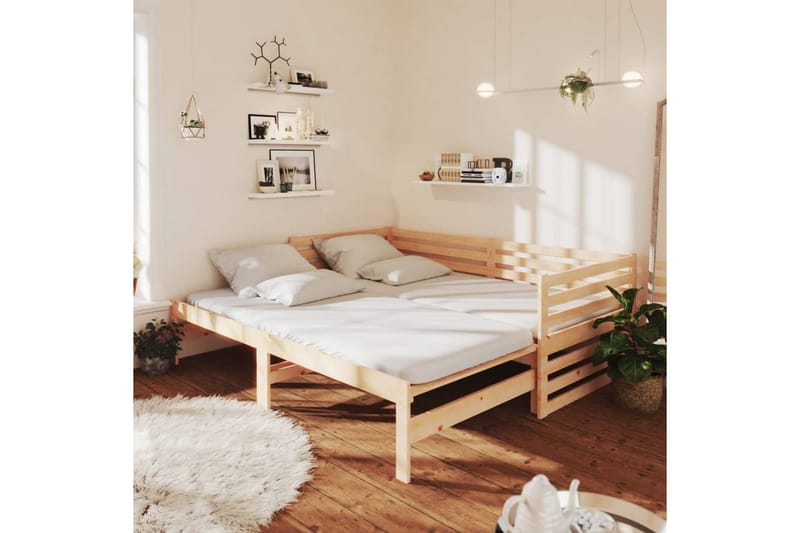 daybed med udtræk 2x(90x200 cm) massivt fyrretræ - Brun - Møbler - Sofaer - Daybed