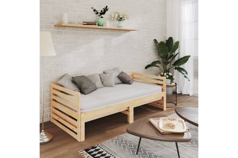 daybed med udtræk 2x(90x200 cm) massivt fyrretræ - Brun - Daybed