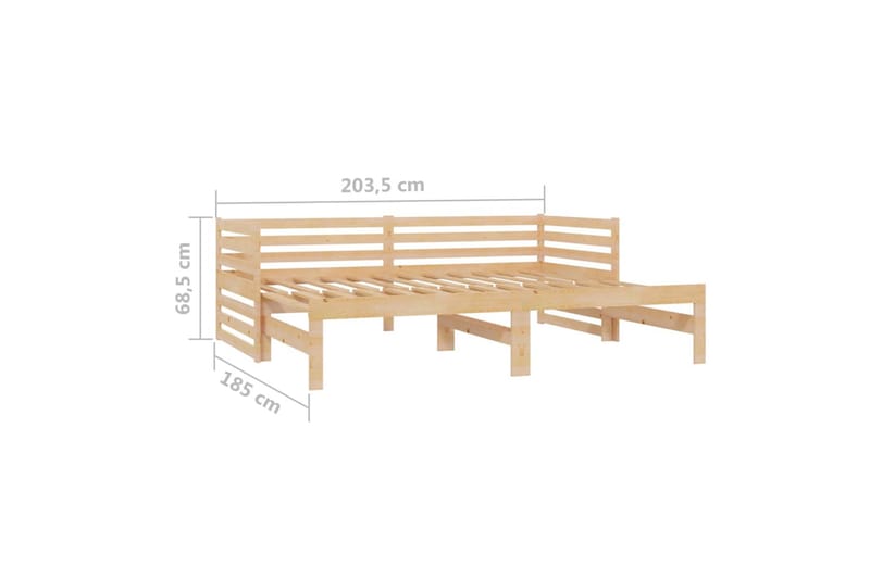 daybed med udtræk 2x(90x200) cm massivt fyrretræ - Brun - Daybed