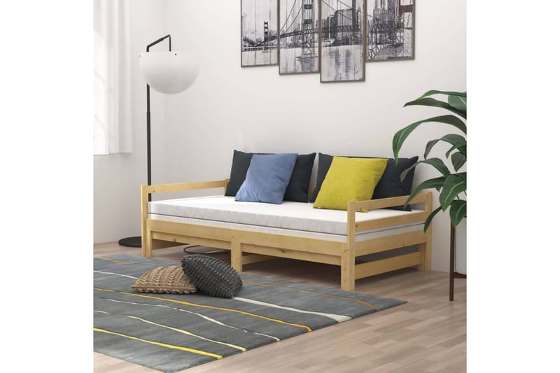 daybed med udtræk 2x(90x200 cm) massivt fyrretræ - Brun - Møbler - Sofaer - Daybed
