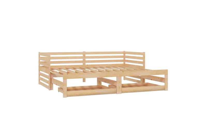 daybed med udtræk 2x(90x200) cm massivt fyrretræ - Brun - Daybed