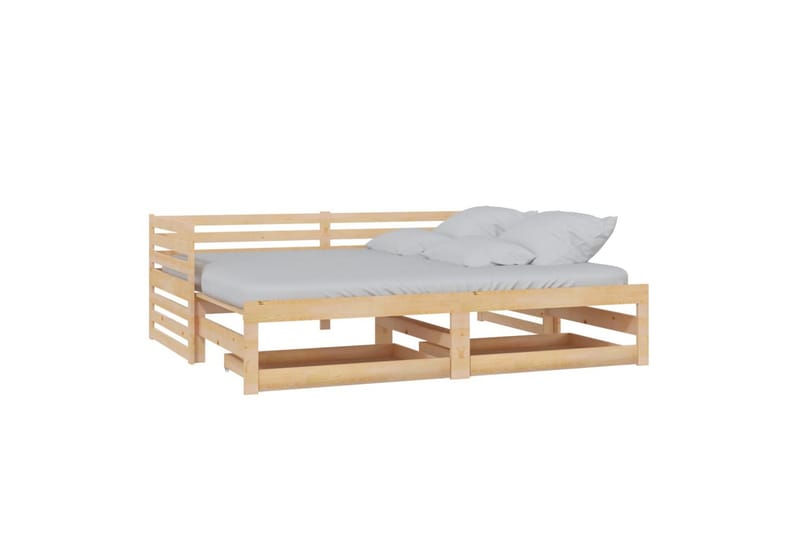 daybed med udtræk 2x(90x200) cm massivt fyrretræ - Brun - Daybed