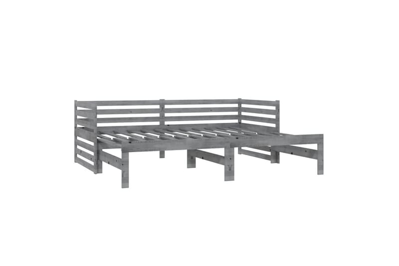 daybed med udtræk 2x(90x200) cm massivt fyrretræ grå - Grå - Daybed