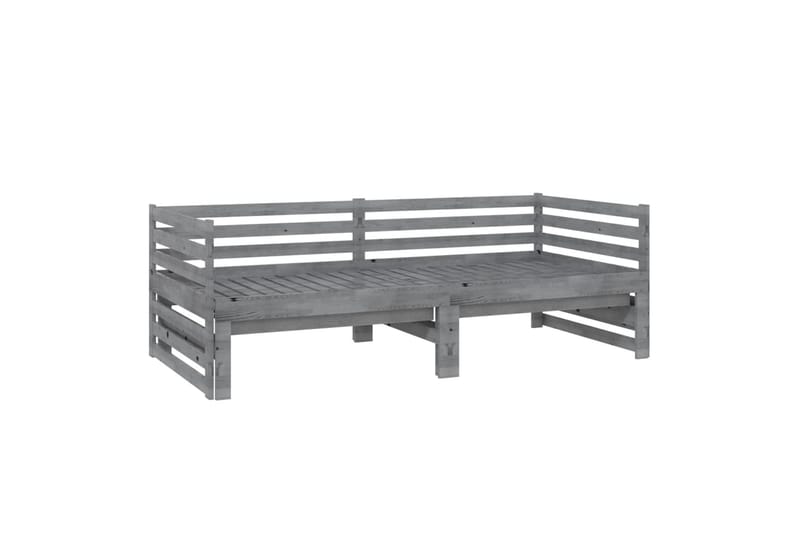 daybed med udtræk 2x(90x200) cm massivt fyrretræ grå - Grå - Daybed