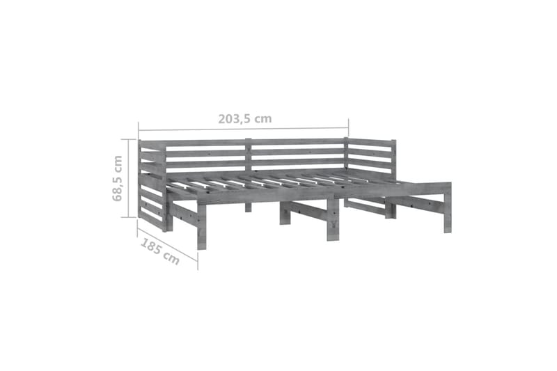 daybed med udtræk 2x(90x200) cm massivt fyrretræ grå - Grå - Møbler - Sofaer - Daybed