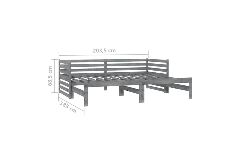 daybed med udtræk 2x(90x200) cm massivt fyrretræ grå - Grå - Daybed