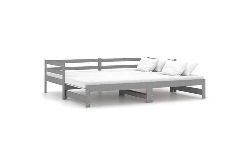 daybed med udtræk 2x(90x200) cm massivt fyrretræ grå - Grå - Daybed