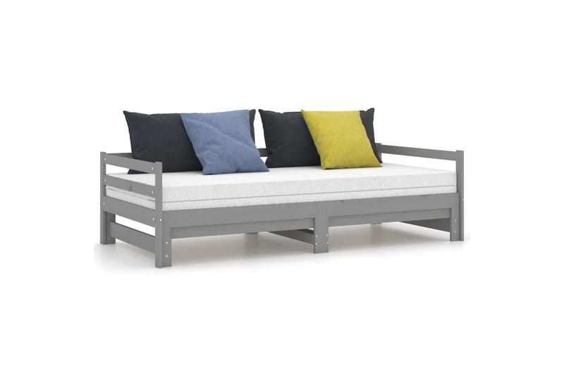 daybed med udtræk 2x(90x200) cm massivt fyrretræ grå - Grå - Daybed