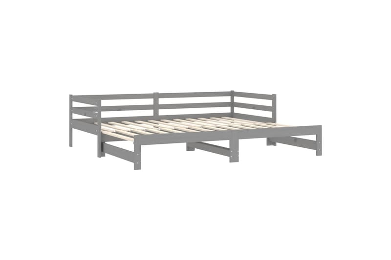 daybed med udtræk 2x(90x200) cm massivt fyrretræ grå - Grå - Daybed