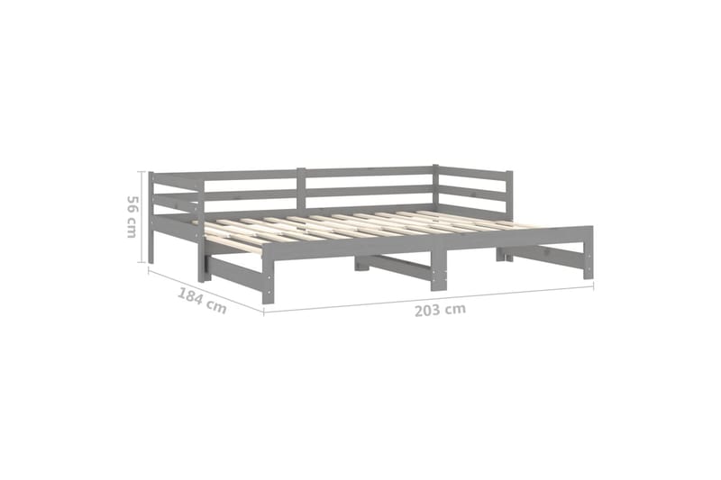 daybed med udtræk 2x(90x200) cm massivt fyrretræ grå - Grå - Daybed